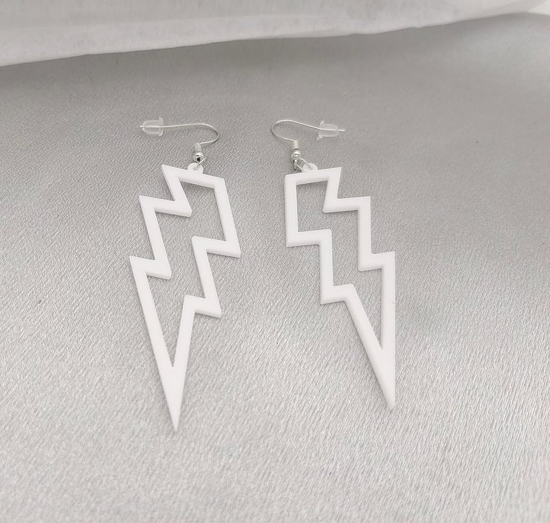 Modpide 80s Neon Earrings Hollow Lightning Bolt Halloween Punk Retro Earrings for Women 80's Party Accessories - Image 1